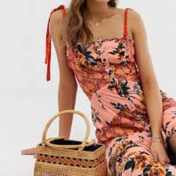 Free People Lover Boy Maxi Dress Pink Combo 10 Medium - Picture 2 of 9